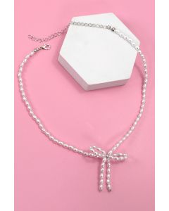 Pearl Bow Ribbon Necklace